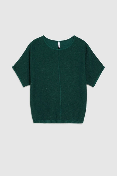 Sweter oversize z metaliczną nitką szmaragdowy