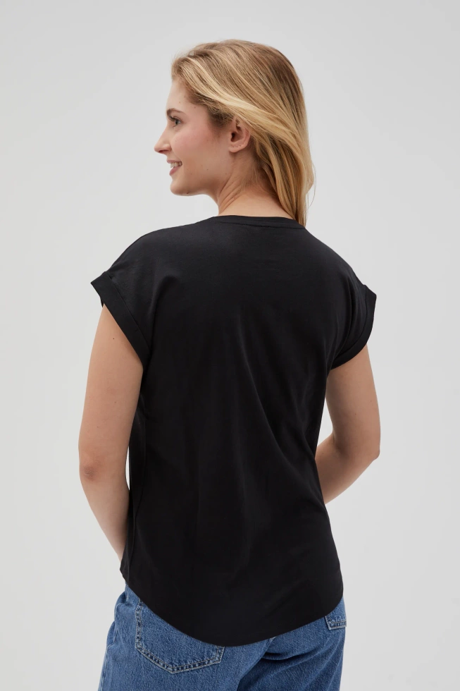 Bawełniana bluzka z aplikacją czarna