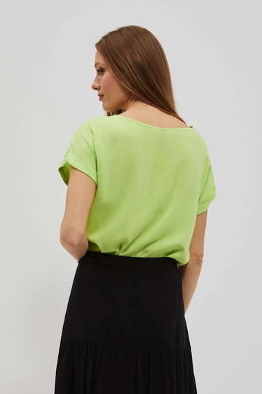Wiskozowa koszula z dekoltem w serek neonowa