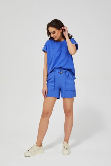 Szorty z wiskozy błękitne