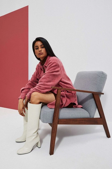 Sztruksowa koszula różana