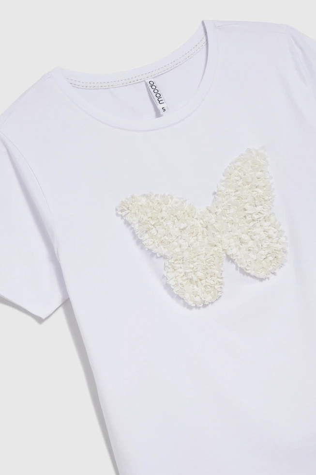 Bawełniany t-shirt z aplikacją biały