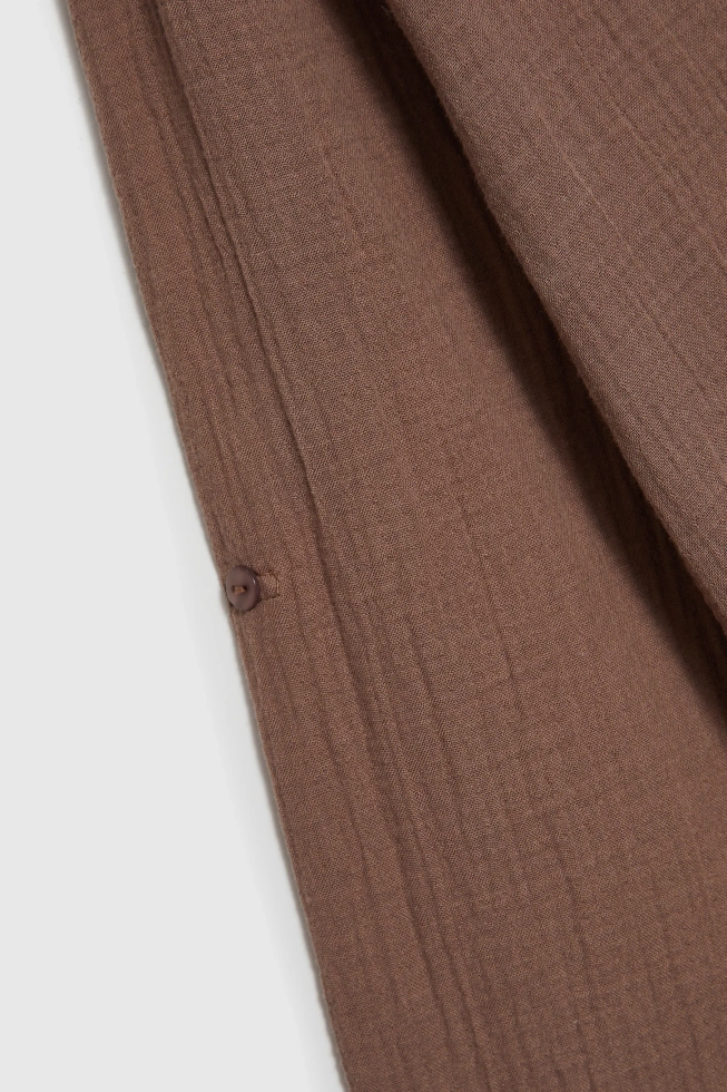 Koszula z bawełnianego muślinu brązowa