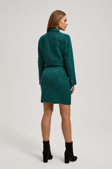 Spódnica w tweedowym stylu z ozdobnymi guzikami szmaragdowa