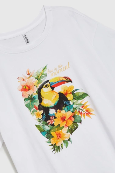 Bawełniany t-shirt z nadrukiem biały 