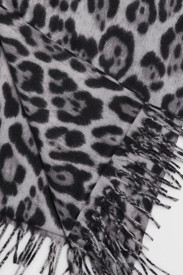 Szal w panterkę szary