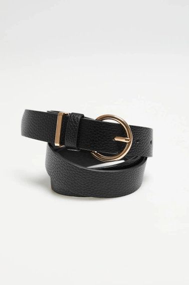 Pasek z okrągłą klamrą czarny