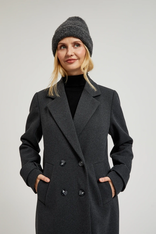 Elegancki długi płaszcz szary