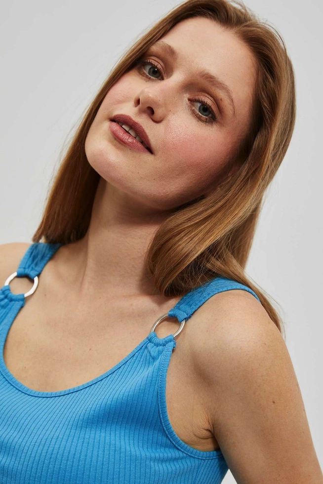 Prążkowany top lazurowy