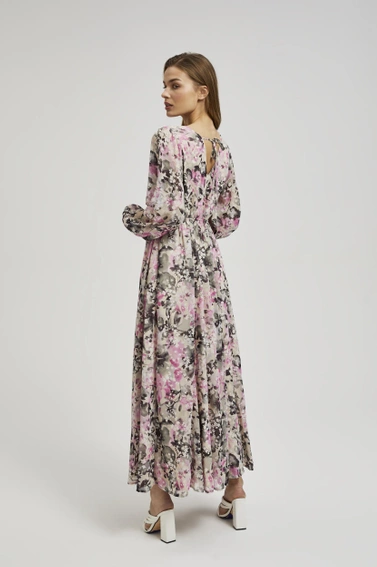 Sukienka maxi z kwiatowym wzorem szara