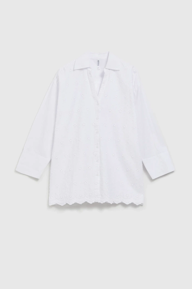 Koszula oversize z dekoltem w serek biała