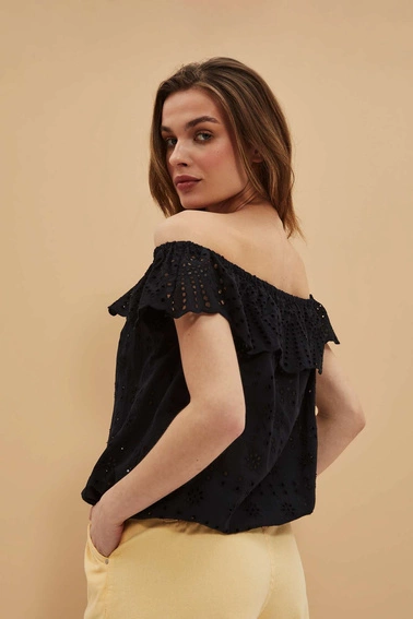 Ażurowa koszula czarna