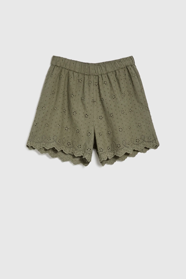Bawełniane szorty oliwkowe