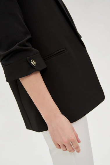 Marynarka z marszczonymi rękawami 3/4 czarna