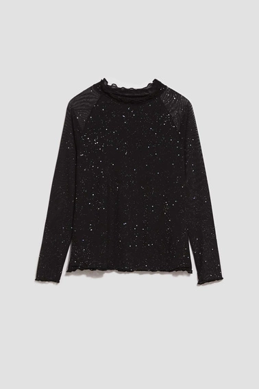 Bluzka z przezroczystymi rękawami 