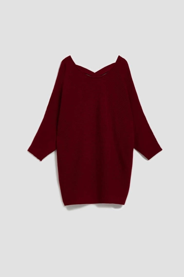 Sweter typu nietoperz bordowy