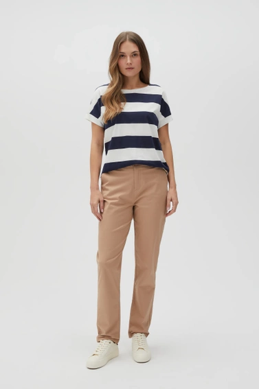 Bluzka w paski z krótkimi rękawami granatowa