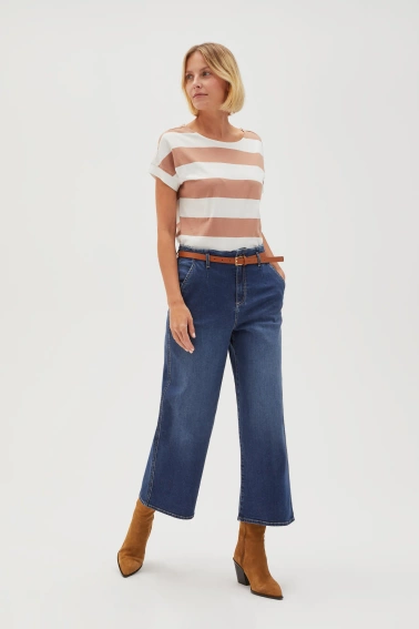 Jeansy z nogawkami o długości 3/4 niebieskie