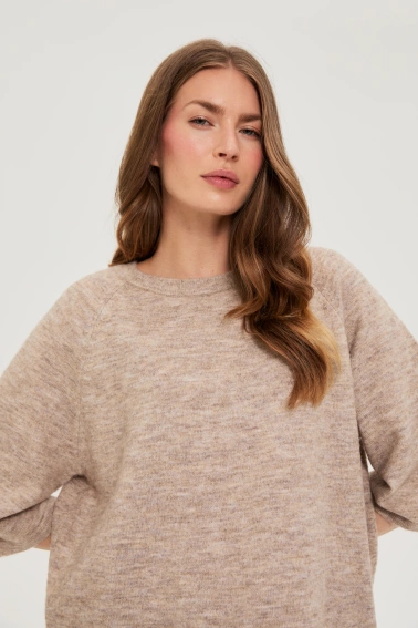 Sweter z krótkimi rękawami beżowy