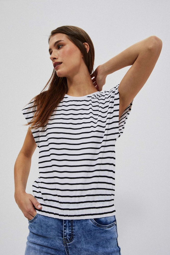 T-shirt w paski biało czarny