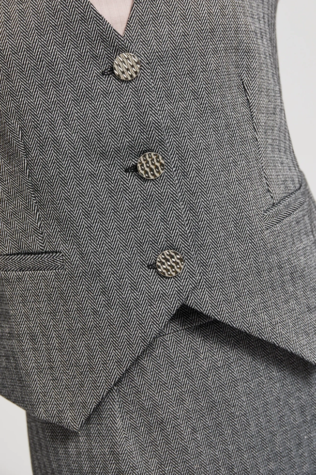 Elegancka kamizelka z guzikami w kolorze srebrnym szara