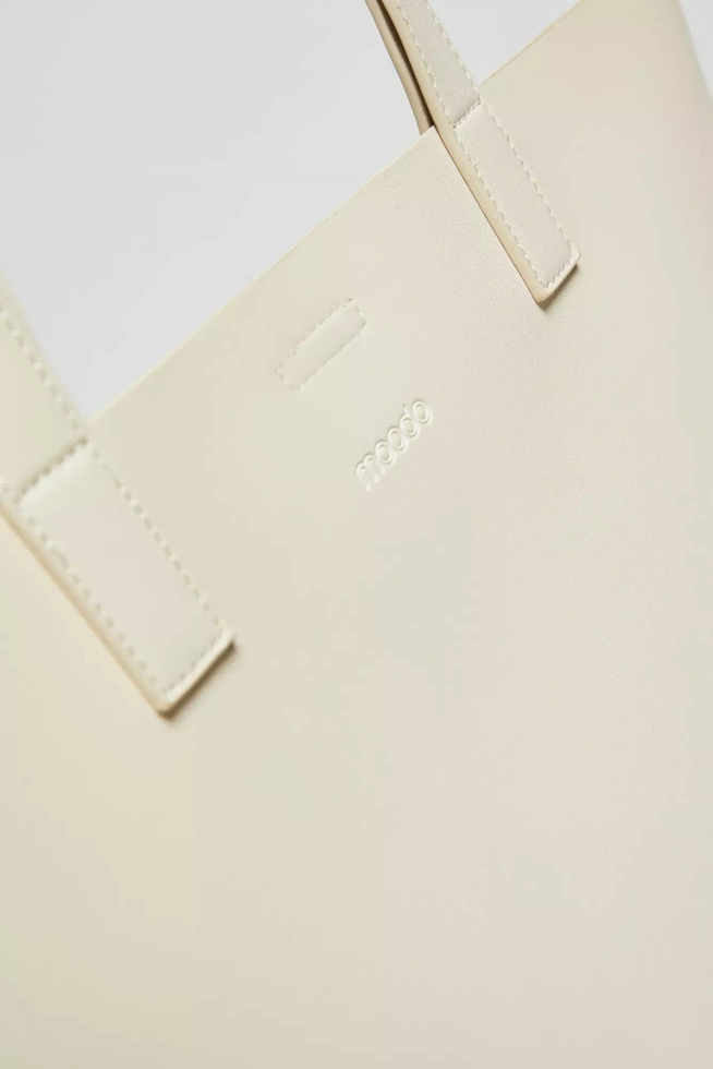 Torba shopper na długich paskach beżowa