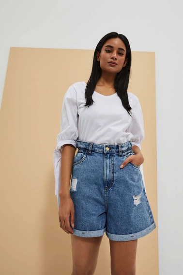 Bluzka biała z wiązaniem na rękawach