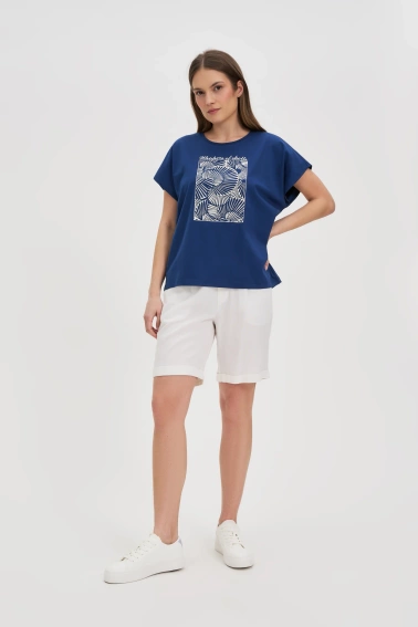 Bawełniana bluzka z nadrukiem granatowa 