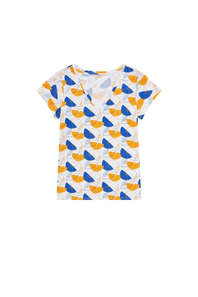 Bawełniany t-shirt z nadrukiem w kształcie cytryn biały