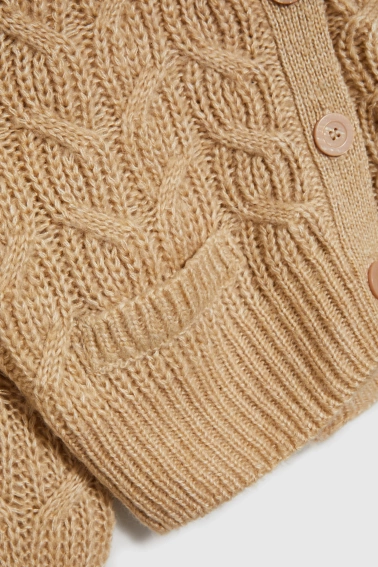 Kardigan z dekoltem w serek beżowy