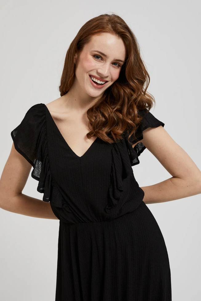 Sukienka z falbanką maxi czarna