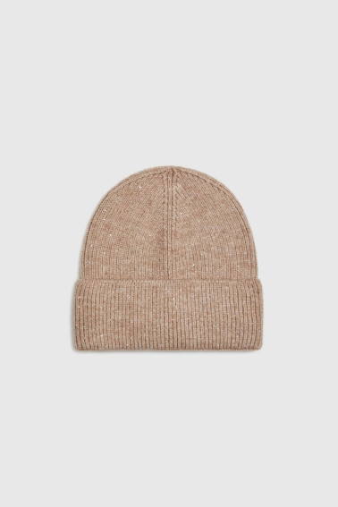 Czapka z dżetami beżowa