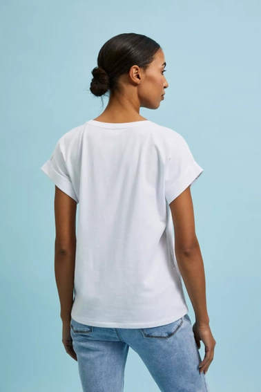 T-shirt z roślinnym wzorem biały 