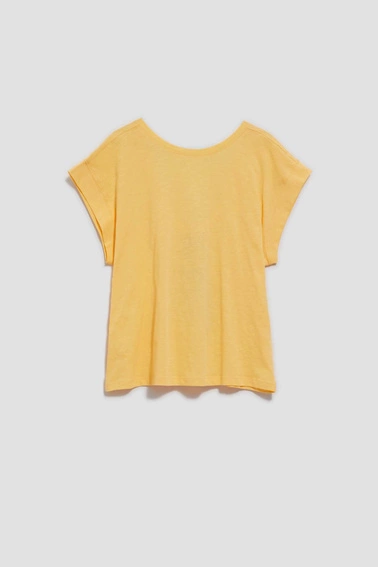 T-shirt z odkrytymi plecami waniliowy