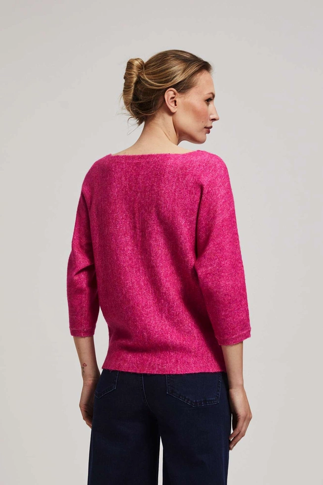 Sweter z rękawem 3/4 fuksjowy