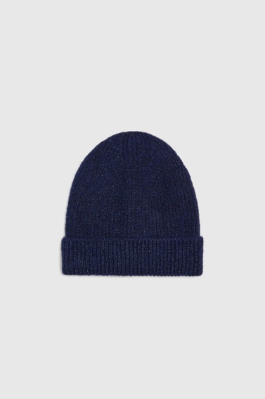 Czapka z metaliczną nitką granatowa