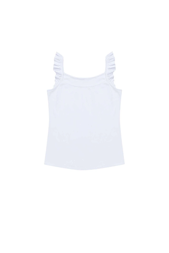 Top z ozdobnymi ramiączkami biały