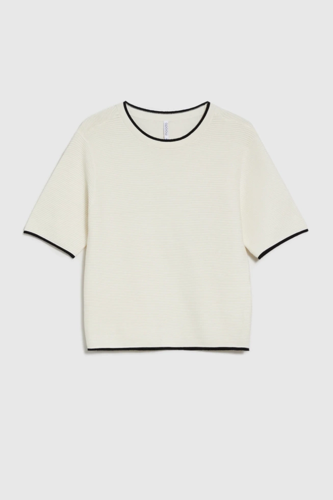 Sweter z krótkimi rękawami biały