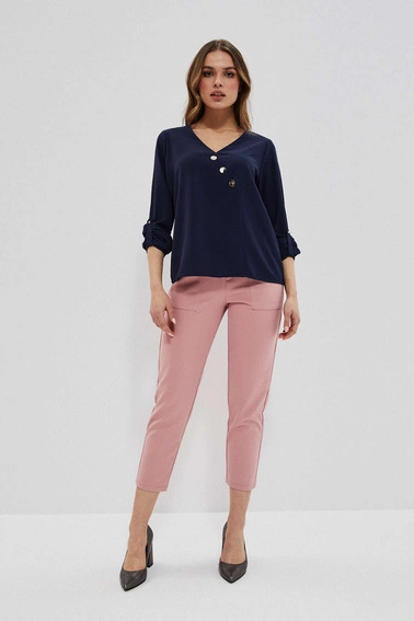 Koszula z ozdobnymi guzikami granatowa