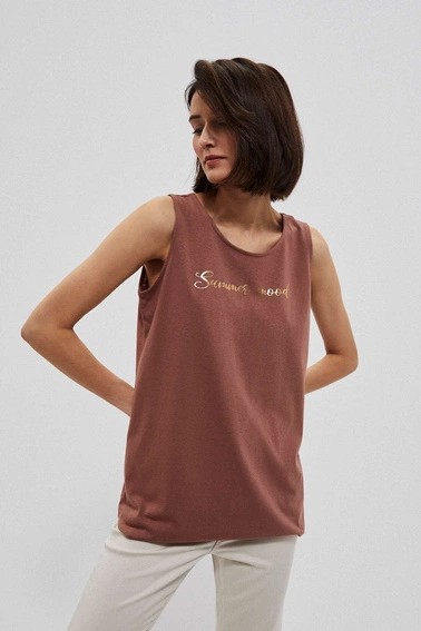 Koszulka z metalicznym nadrukiem czekoladowa