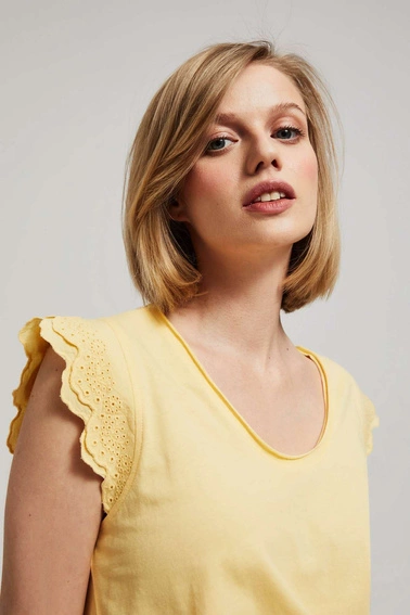 Bluzka z ozdobnym rękawem waniliowy