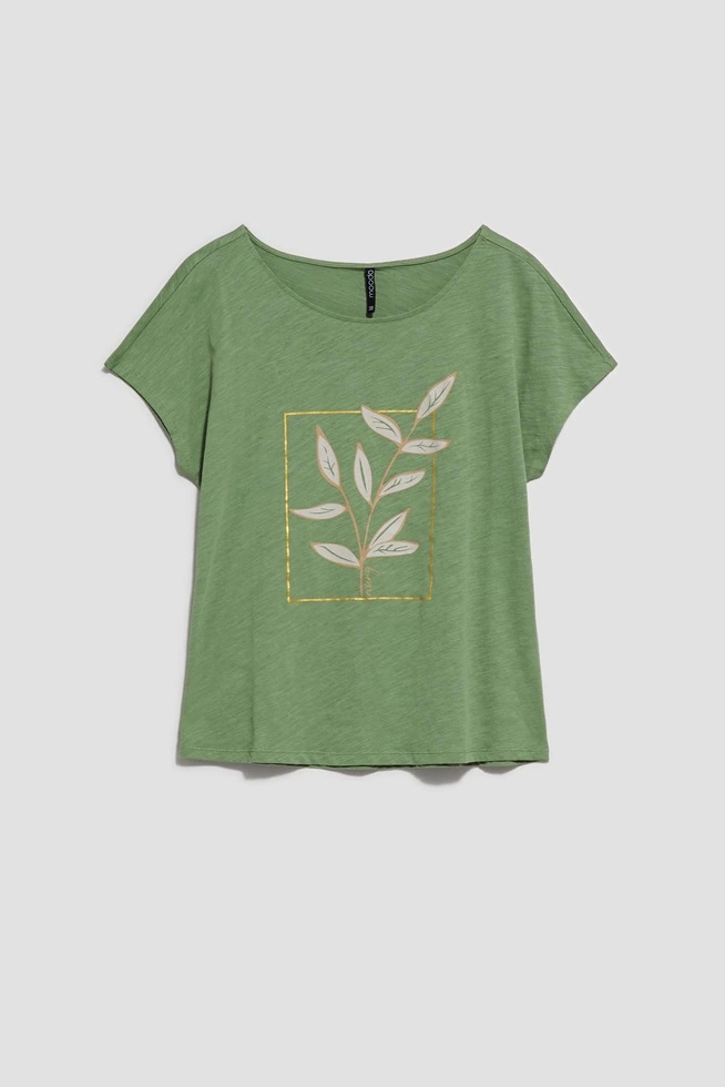 T-shirt z nadrukiem oliwkowy
