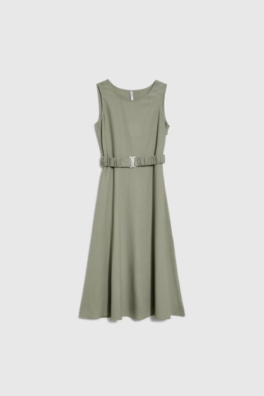 Sukienka z paskiem oliwkowa