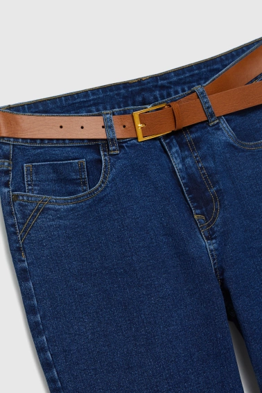 Jeansy z paskiem granatowe