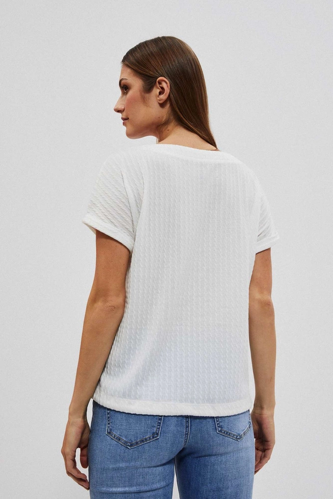 Bluzka ze strukturalnej tkaniny perłowa