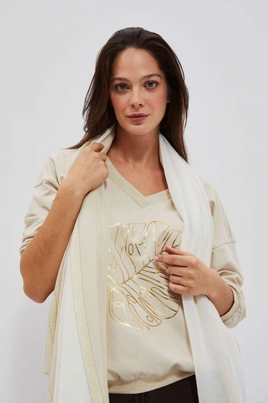 Szal w pasy w kolorze beżu