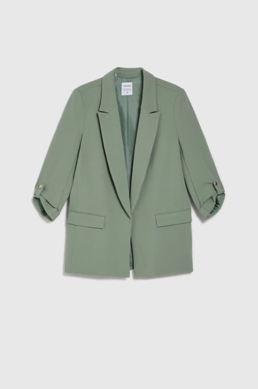 Marynarka z podwijanymi rękawami oliwkowa