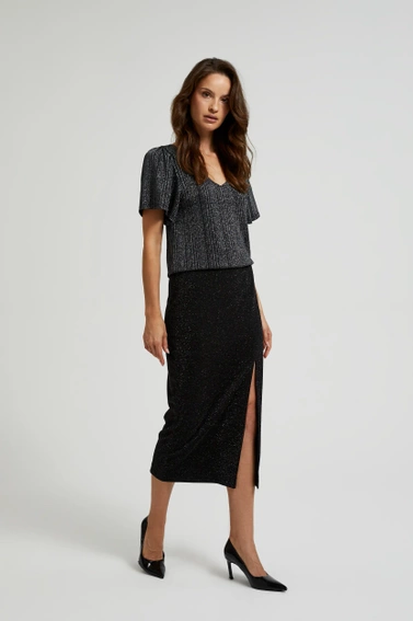 Spódnica midi z rozcięciem czarna