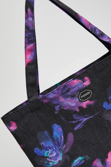 Bawełniana torba w kwiaty czarna