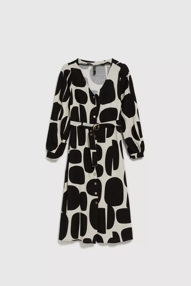 Sukienka z długimi rękawami i paskiem czarna